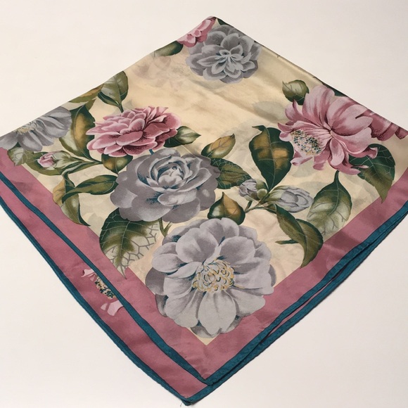Silk Square Floral Scarf - Picture 4 of 6
